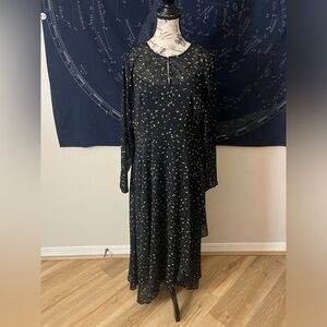Tommy Hilfiger Black & Gold Long Sleeve Maxi Dress – Size 12 (NWT)